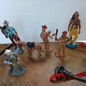 Seven figures to the Indian In the Cupboard Story.  Includes key and book